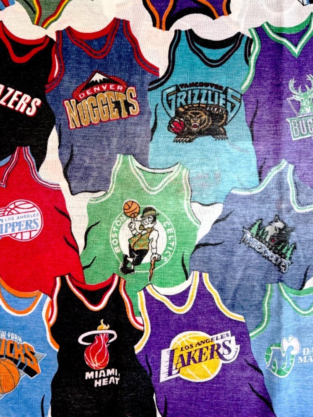 Vintage NBA Teams Pillowcase Retro Grizzlies Bulls Lakers Basketball Bedding